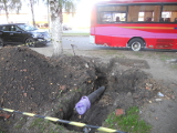 ГНБ прокол, Саранск, Юго-Западный рынок, место входа трубы