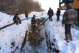 ГНБ прокол, Саранск, Северо-Восточное шоссе, крепление ПНД-трубы выполнено