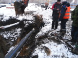 ГНБ прокол, Саранск,  водопровод,  начало затягивания трубы